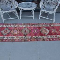 White Bedroom Rug, Oushak Herki Vintage 2.7x12.8 Ft Area Rugs, Turkish , Rugs For Floor, Turkey Kitchen Rug - thumbnail 3