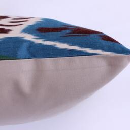 Ikat Silk Velvet Pillow 16x24 - Handmade Boho Cushion Cover Turkish Home Decor Accent - thumbnail 3
