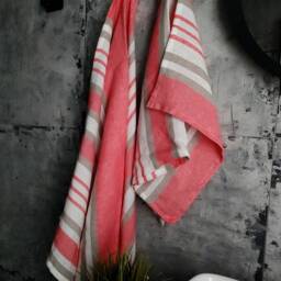 Striped Linen Bath Towel, Stonewashed, Fringed - thumbnail 4