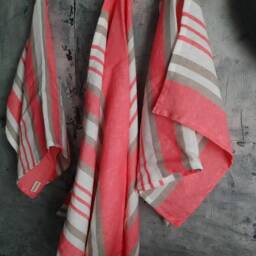 Striped Linen Bath Towel, Stonewashed, Fringed - thumbnail 2