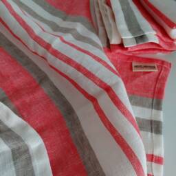 Striped Linen Bath Towel, Stonewashed, Fringed - thumbnail 3
