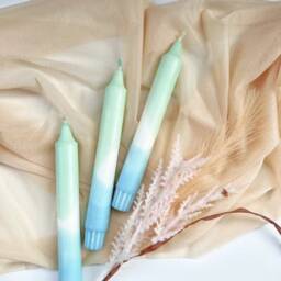 Dip Dyed Dinner Candles, Colourful Candles, Soft Pastel Taper Candles, Pillar Candle Gift Set, Wedding Candles, Blue, Grren, Yellow, White, Pink - thumbnail 4