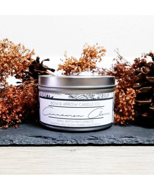 Cinnamon Vanilla Scented 8 Oz Natural Soy Candle- Tin Candle - Clove Autumn Gift - image 1