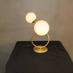 Double Globe Table Pendent Lighting - Brass Gold Lamp Modern Vanity Light Fixture Romeo #9 Model Ranor Design - thumbnail 3