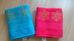 Blue Terry Towels & Fuchsia Embroidered Snowflake Ornament Gift For New Year Christmas - thumbnail 1