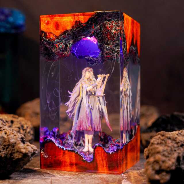 Revenant E-D.3N Ring Resin Lamp, Nightreign Diorama Night Light, Dark Fantasy Epoxy Wood Handmade Gamer Room Decor - image 1