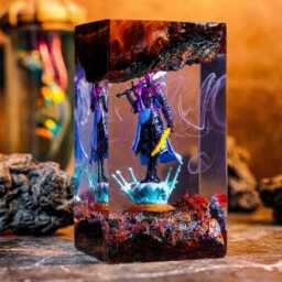 Revenant E-D.3N Ring Resin Lamp, Nightreign Diorama Night Light, Dark Fantasy Epoxy Wood Handmade Gamer Room Decor - thumbnail 4