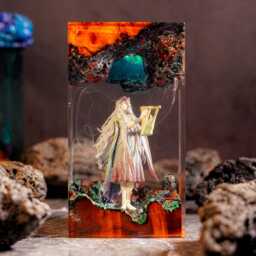Revenant E-D.3N Ring Resin Lamp, Nightreign Diorama Night Light, Dark Fantasy Epoxy Wood Handmade Gamer Room Decor - thumbnail 2
