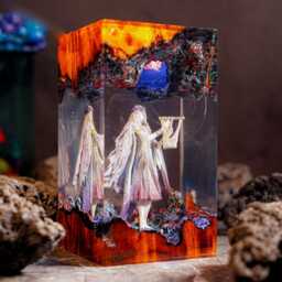 Revenant E-D.3N Ring Resin Lamp, Nightreign Diorama Night Light, Dark Fantasy Epoxy Wood Handmade Gamer Room Decor - thumbnail 3