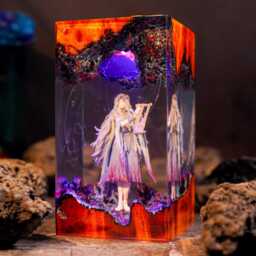 Revenant E-D.3N Ring Resin Lamp, Nightreign Diorama Night Light, Dark Fantasy Epoxy Wood Handmade Gamer Room Decor - thumbnail 1