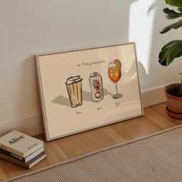 Coffee, Diet Coke, Aperol Kitchen Print Cocktail Art Unframed - thumbnail 2