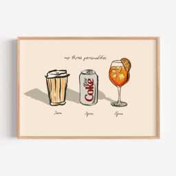 Coffee, Diet Coke, Aperol Kitchen Print Cocktail Art Unframed - thumbnail 1