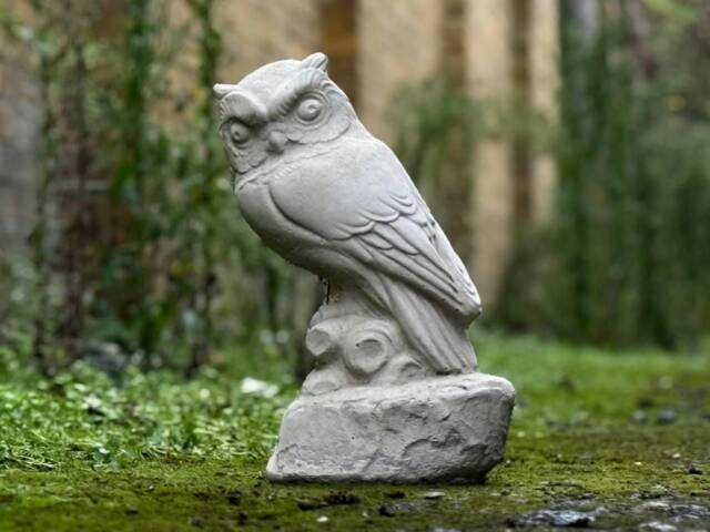 stone Owl For Garden Sculpture Realistic Wildlife Decoration Outdoor Bird Figurine Woodland Guardian Ornament Nature Yard Art Lower Gift - image 1