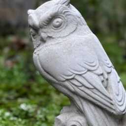stone Owl For Garden Sculpture Realistic Wildlife Decoration Outdoor Bird Figurine Woodland Guardian Ornament Nature Yard Art Lower Gift - thumbnail 2