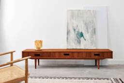 Mid-Century Sideboard, Dresser, Commode, Credenza Made Of Oak Veneer - Teak Colour Livlo T-L01 - thumbnail 1