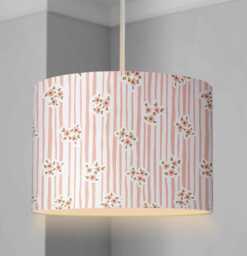 Lampshade - Nursery Stripes Floral Peach, Lampshade Or Table Lampshade Childrens Room Round