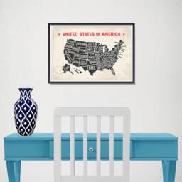 Usa Maps With States Details Posters - Poster Printing Wall Art Print For Home School, Classroom, Office Decor Red Title - thumbnail 3