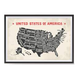 Usa Maps With States Details Posters - Poster Printing Wall Art Print For Home School, Classroom, Office Decor Red Title - thumbnail 1