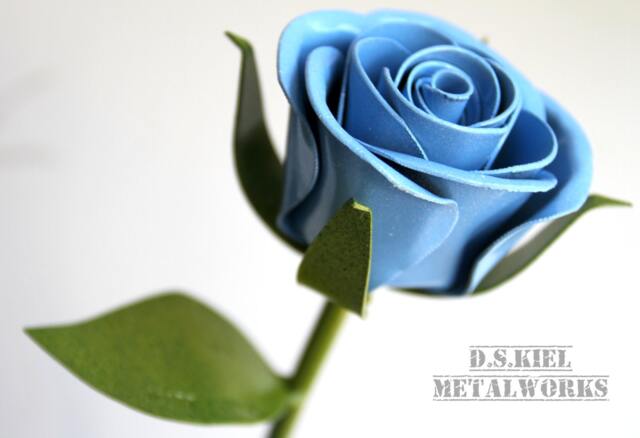 Light Blue Steel Rose New Baby Boy Gift - image 1