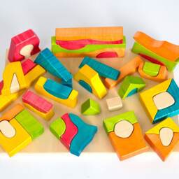 Wooden Building Blocks - Play Set Toys Kids Eco Wood Educational Montessori & Waldorf Inspired - thumbnail 4