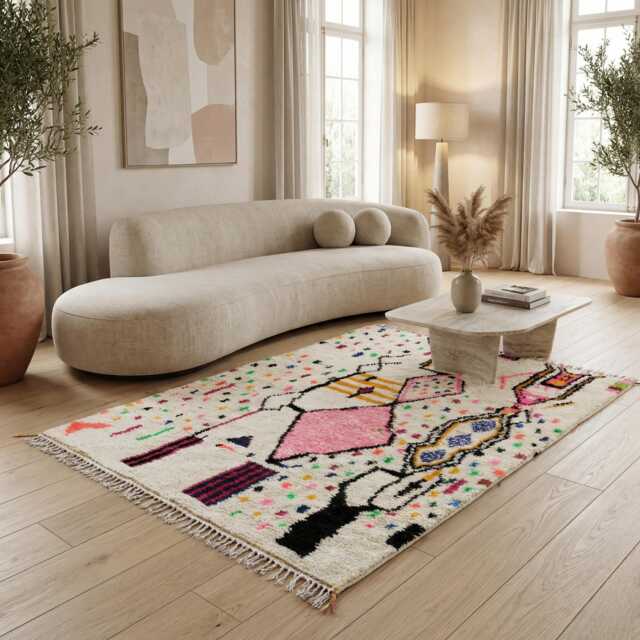 Hand Knotted Moroccan Rug Authentic Wool Berber Azilal Rug - image 1