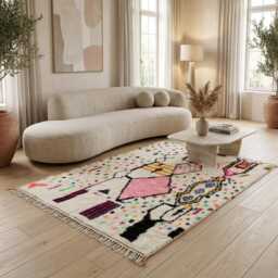 Hand Knotted Moroccan Rug Authentic Wool Berber Azilal Rug - thumbnail 1