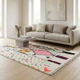 Hand Knotted Moroccan Rug Authentic Wool Berber Azilal Rug - thumbnail 2