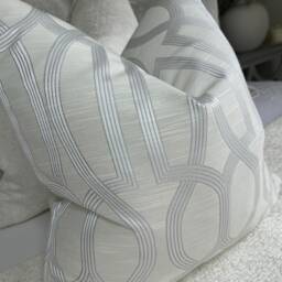 Luxury Cushion Cover, Geometric Pillow Designer Scatter Natural Silver Prestigious Textiles Fabric - thumbnail 2