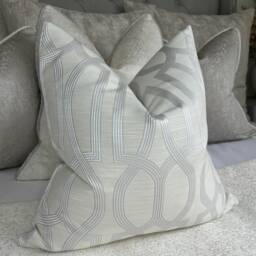 Luxury Cushion Cover, Geometric Pillow Designer Scatter Natural Silver Prestigious Textiles Fabric - thumbnail 1