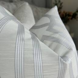 Luxury Cushion Cover, Geometric Pillow Designer Scatter Natural Silver Prestigious Textiles Fabric - thumbnail 3