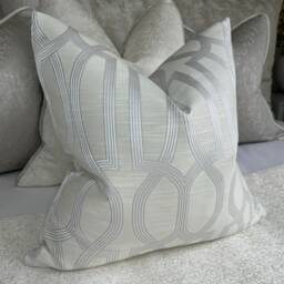 Luxury Cushion Cover, Geometric Pillow Designer Scatter Natural Silver Prestigious Textiles Fabric - thumbnail 4