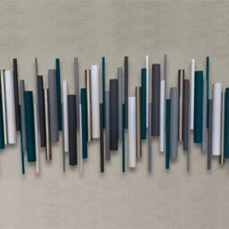 Dark Teal & White Wall Art - Modern Abstract Wood Sculpture - thumbnail 2