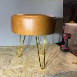 Bespoke Real Leather Stool - Any Colour Top Legs Can Be Black, Gold Or Silver - thumbnail 3