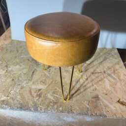 Bespoke Real Leather Stool - Any Colour Top Legs Can Be Black, Gold Or Silver - thumbnail 2