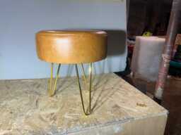 Bespoke Real Leather Stool - Any Colour Top Legs Can Be Black, Gold Or Silver
