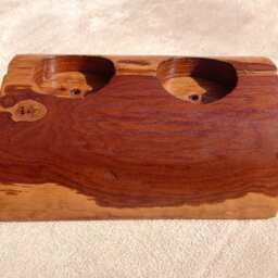 Half Moon Candle Holder - Reclaimed Wood Pecan Tealight Votive Country Home Rustic Crescent - thumbnail 2
