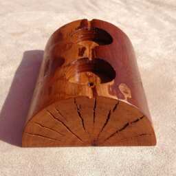 Half Moon Candle Holder - Reclaimed Wood Pecan Tealight Votive Country Home Rustic Crescent - thumbnail 3