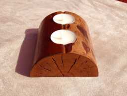 Half Moon Candle Holder - Reclaimed Wood Pecan Tealight Votive Country Home Rustic Crescent