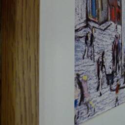 L S Lowry Art Print - Chip Shop Light Oak Finish Frame, White Mount, Textured Image - thumbnail 3