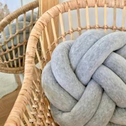 Scandinavian Design Light Grey Knot Cushion, Reversible Knot Pillow 2In1 - thumbnail 3
