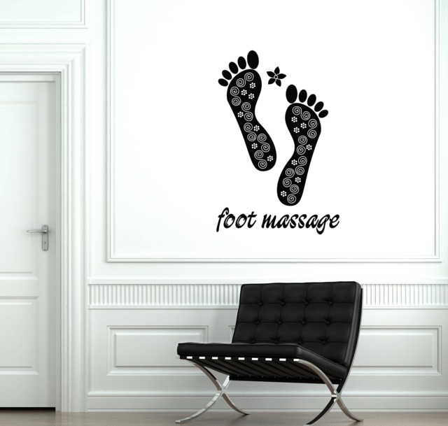 Foot Massage Vinyl Wall Decal Spa Salon Beauty Relaxing Room Therapy Wellness Center Decor Stickers Mural - #2703Di - image 1