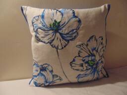 Designers Guild Fabric 100% Linen Embroidery Montsuki Cobalt Cushion Cover - thumbnail 1