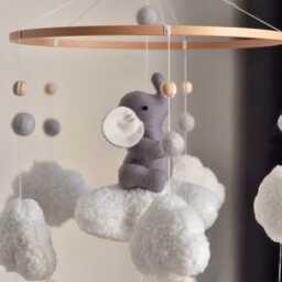 Baby Elephant Mobile - Animal Development Jungle Cloud Neutral Perfect Shower Gift - thumbnail 4