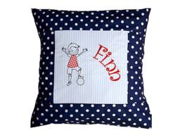 "Embroidered Cushion ""Footballer + Name" - thumbnail 1