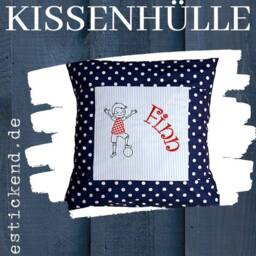 "Embroidered Cushion ""Footballer + Name" - thumbnail 4