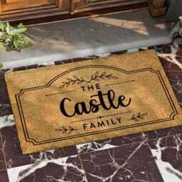 Rustic Cottage Arch Border - Custom Family Name Coir Mat - Personalised Welcome Doormat Wedding Gift - thumbnail 4