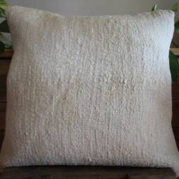 50cm - Or 20 Inches Vintage Kilim Cushion Cover Handwoven - Hemp/Wool/Linen Soft Feel Off White Natural - thumbnail 2
