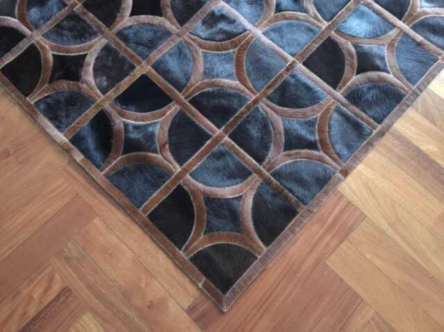 Cowhide Patchwork Rug Palermo Brown Caramel - Handmade Leather - image 1