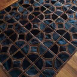 Cowhide Patchwork Rug Palermo Brown Caramel - Handmade Leather - thumbnail 3