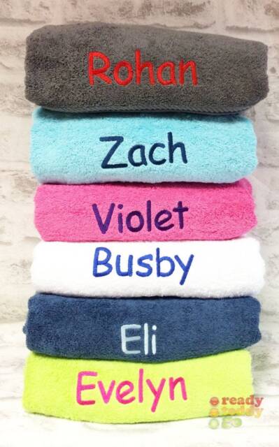 Personalised Embroidered Unisex Boys Girls Children's Kids Swimming Bath Towels Sheets With Any Name 500Gsm - image 1